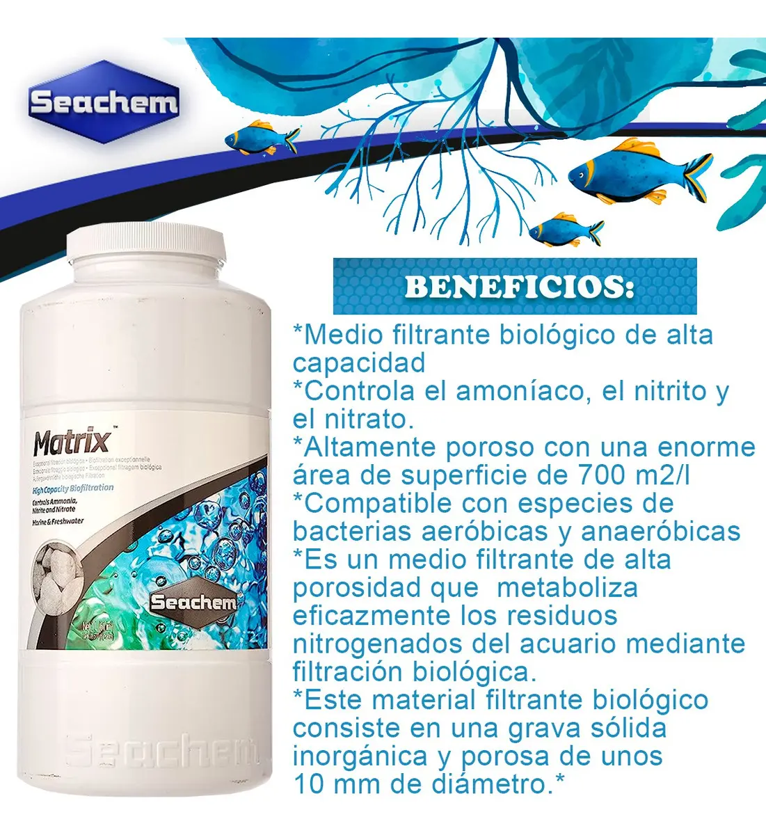 Material Filtrante Biológico Resina Seachem Matrix 1L Acuarios Dulce y Marino - Image 3